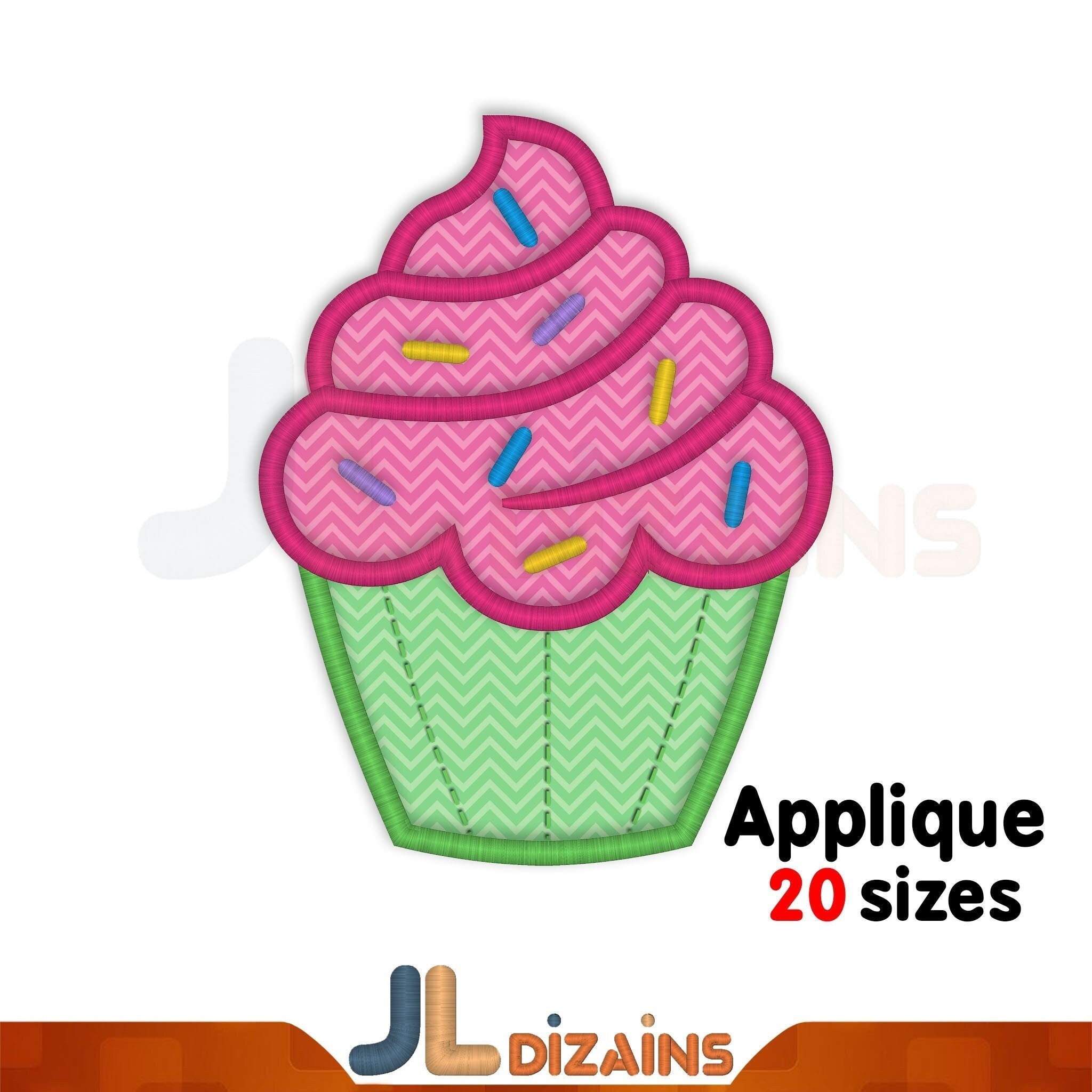 Cupcake Applique Embroidery Design. Cupcake Embroidery Design. Etsy
