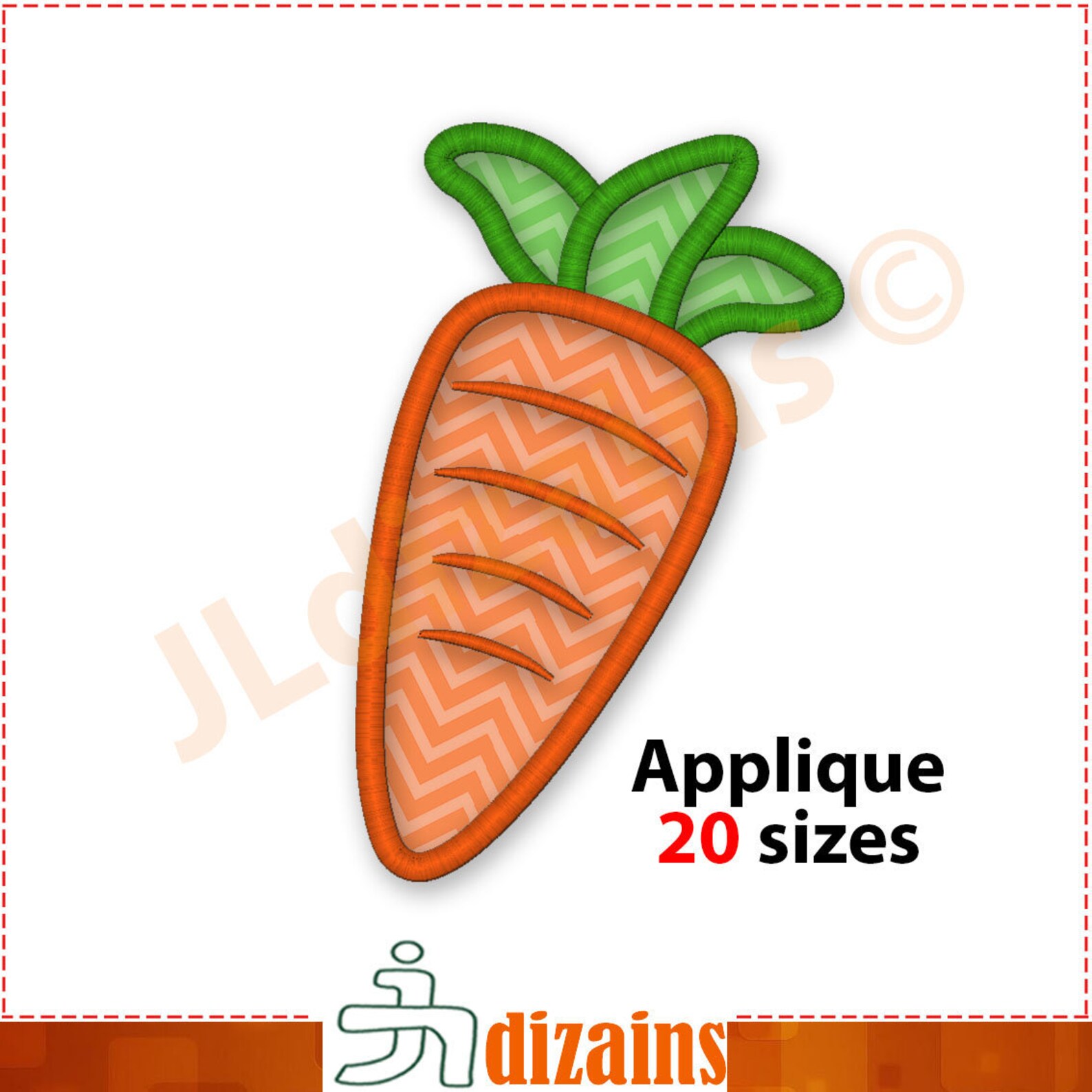 Carrot Applique Design. Carrot Embroidery Design. Embroidery Etsy