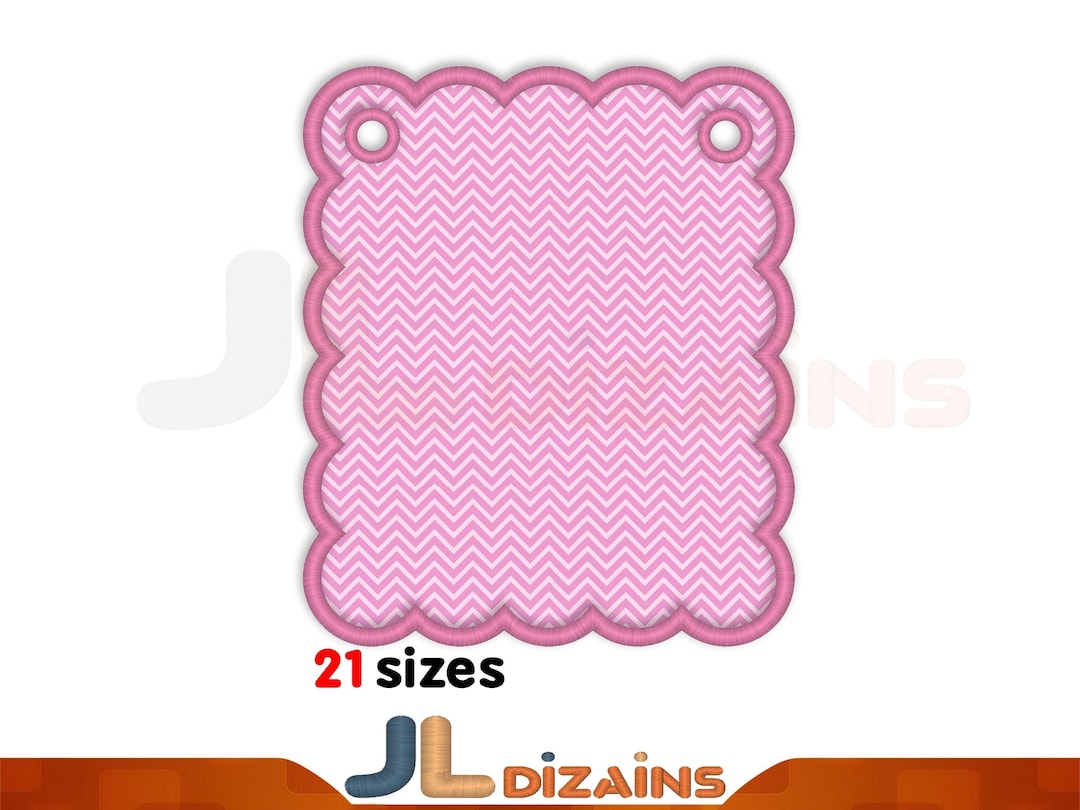 Scalloped Rectangle Banner Embroidery Design. in the Hoop Project. ITH ...