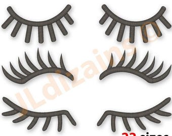 Eyelashes Embroidery Designs. Eyes machine embroidery designs with changeable spacing. Machine embroidery designs. 22 sizes included.