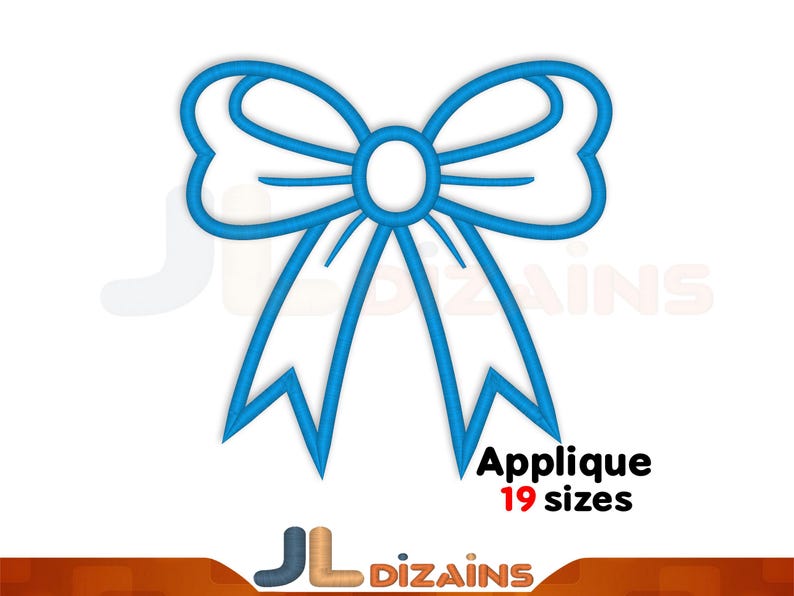Side bow applique embroidery design