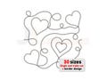 Heart Quilting Embroidery Design. Quilt block design with hearts. Continuous edge to edge machine embroidery and longarm pattern. E2E.