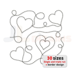 Heart Quilting Embroidery Design. Quilt block design with hearts. Continuous edge to edge machine embroidery and longarm pattern. E2E.