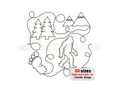 Bigfoot Sasquatch Edge to Edge Quilting Design: Mountain Nature Continuous Line Embroidery Pattern for Embroidery & Longarm, Quilt Block E2E
