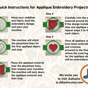 instructions for applique embroidery projects