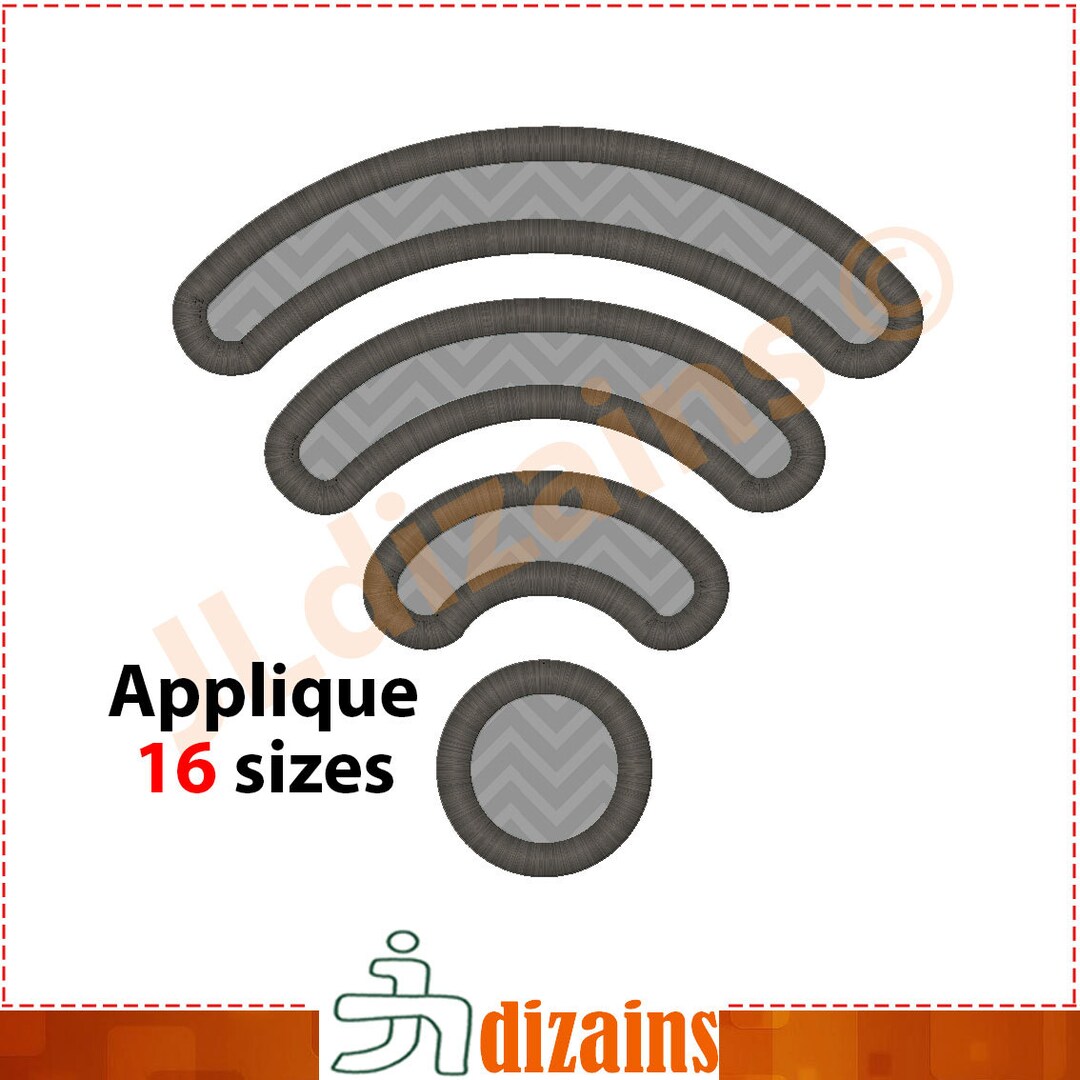 WIFI Applique Design. Wifi Embroidery Design. Wireless Embroidery ...