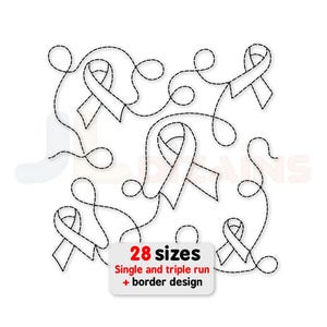 Conciencia cinta edredón bloque máquina bordado diseño. Bordado de bloque de colcha de cinta de cáncer.