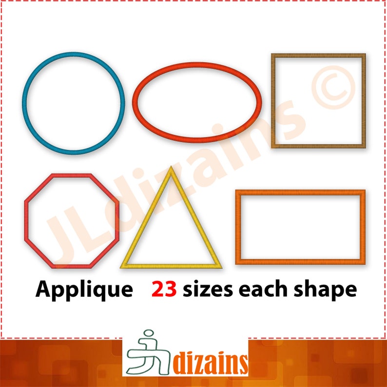 Basic Shape Applique Design Set. Circle applique, oval applique, square applique, rectangle applique embroidery. Machine embroidery designs. image 2