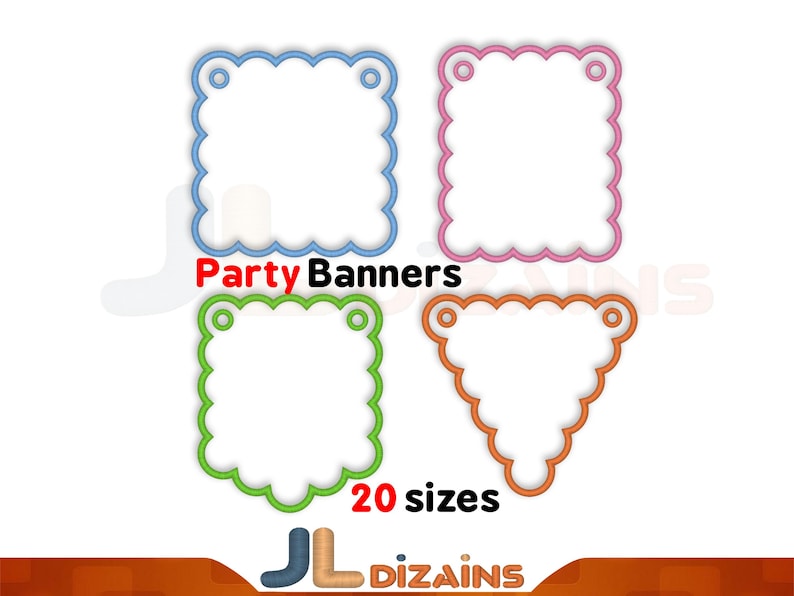 Birthday banners applique embroidery designs.