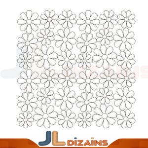 Quilting pattern with flowers for embroidery machines.