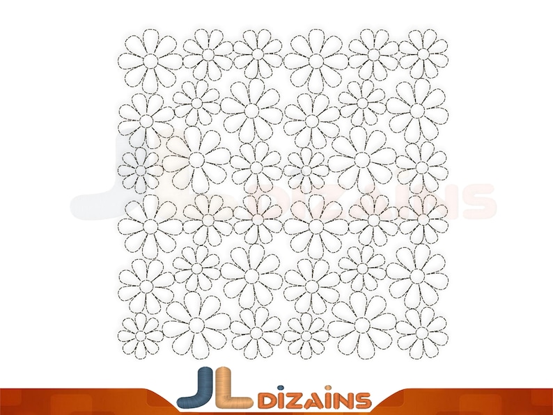 Quilting pattern with flowers for embroidery machines.