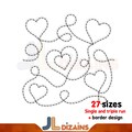 Heart Quilting Embroidery Design. Machine embroidery quilt block design with hearts. Border design also included. 27 sizes. E2E design.
