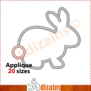 Bunny Applique Embroidery Design. Bunny machine embroidery design. 20 different sizes. image 2