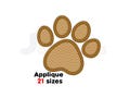 Paw Print Embroidery Design. Applique type Paw print machine embroidery design with multiple sizes for small and large embroidery projects.