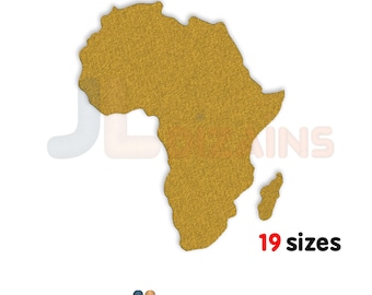 Africa embroidery design. Africa continent filled stitch embroidery. Africa embroidery. Africa continent map machine embroidery design.
