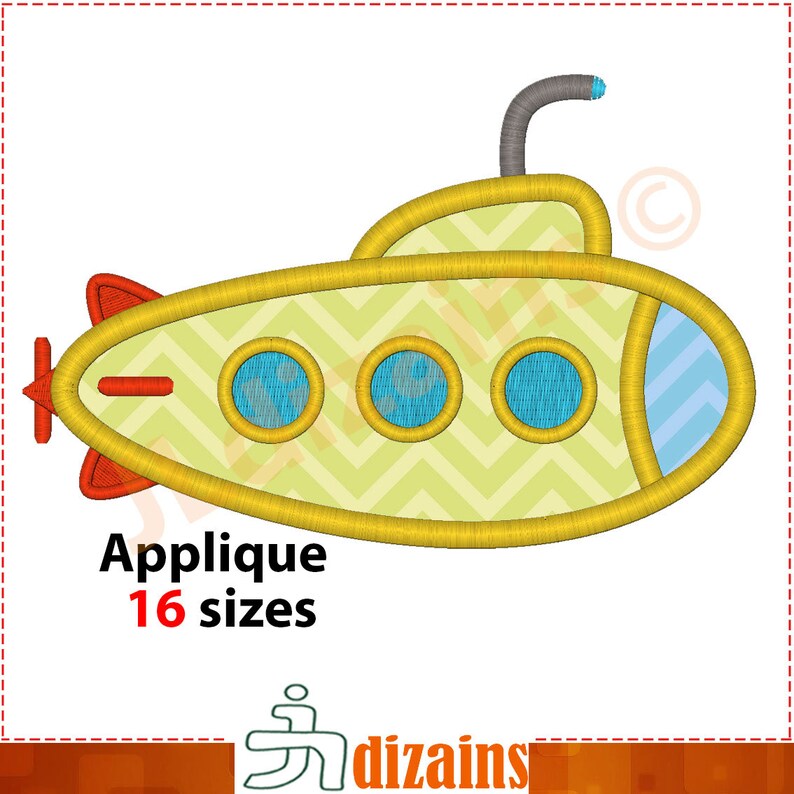 Submarine applique design submarine embroidery design  etsy