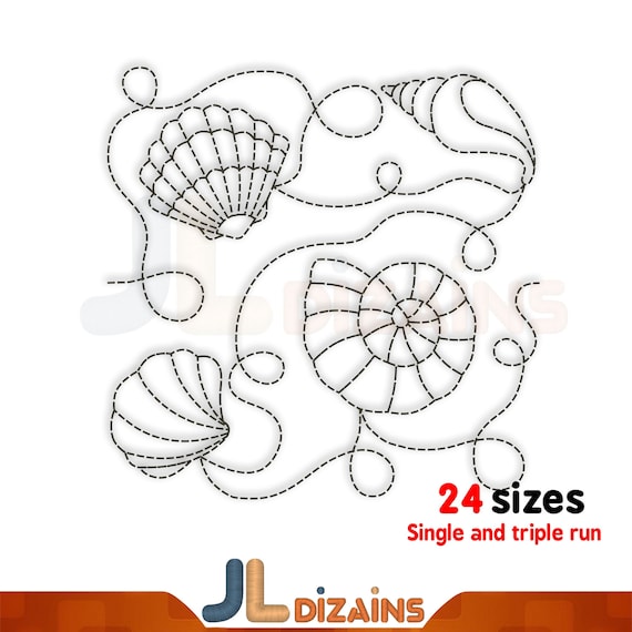 Shell Quilt Block Machine Embroidery Design Seashell Quilt Etsy 日本