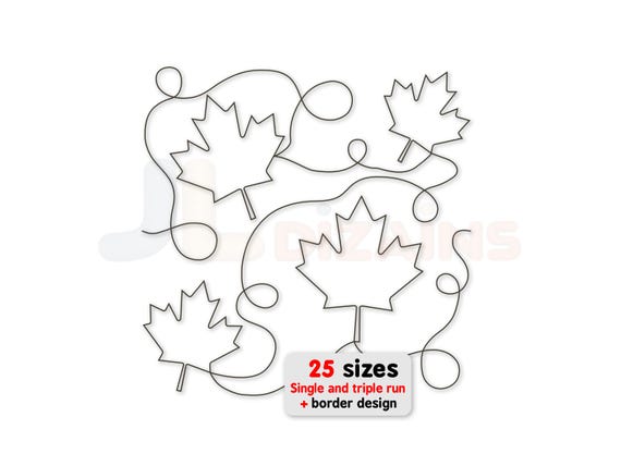 Maple leaf quilting embroidery design. Edge to edge quilt block design for home embroidery and longarm machines. Instant download.