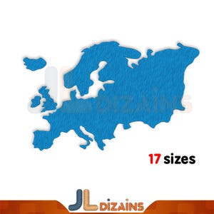 Borduurontwerp Europa. Europa continent gevuld steekborduurwerk. Geborduurde kaart van Europa. Machineborduurontwerp.