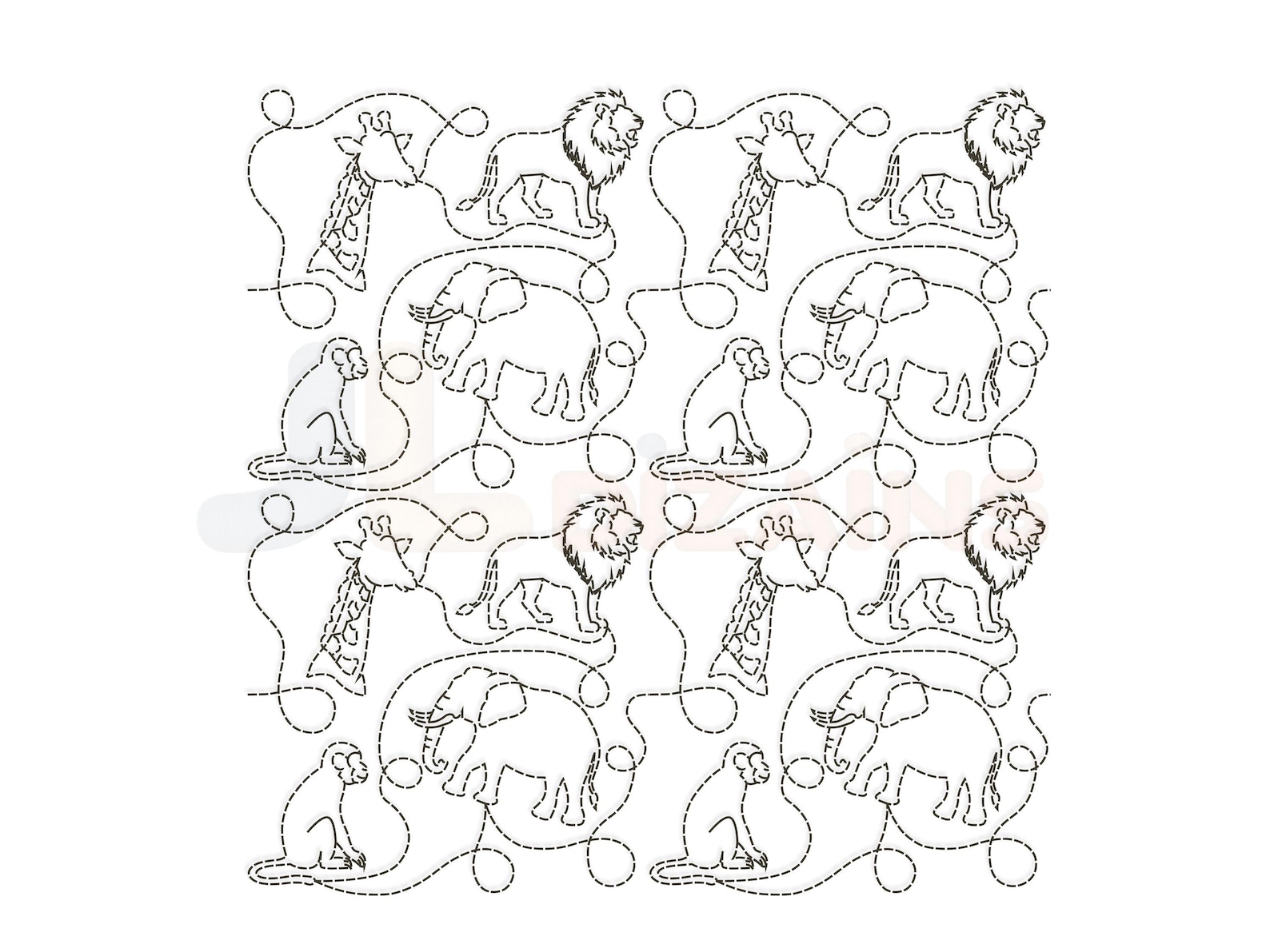 Zoo Safari Animals Edge to Edge Quilting Design: Jungle Animals ...