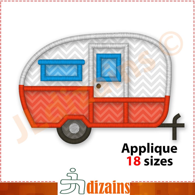 Camper embroidery design