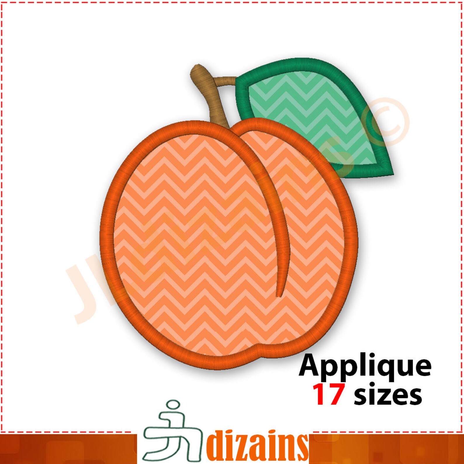 Peach Applique Design. Peach Embroidery Design. Embroidery Etsy