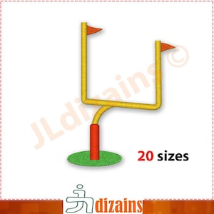 May include: A yellow and orange football goal post with a green base. 20 sizes.