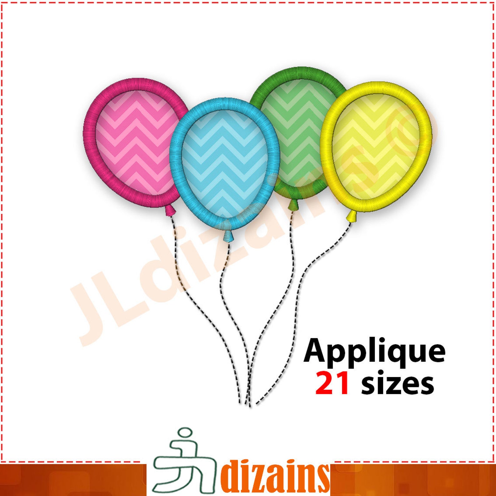 Balloons Embroidery Design. Balloons Applique Embroidery Etsy