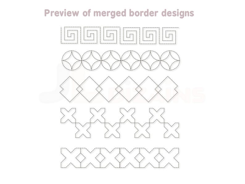 Connectable Patterns Geometric Quilting Borders Embroidery Bundle: 10 Connectable Continuous ...