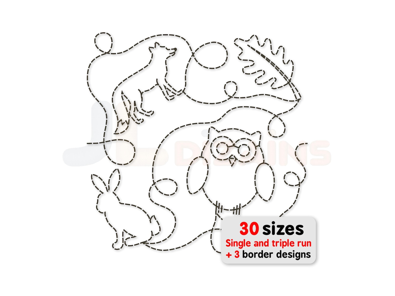 Forest Animals Edge to Edge Quilting Design: Continuous Line Pattern ...
