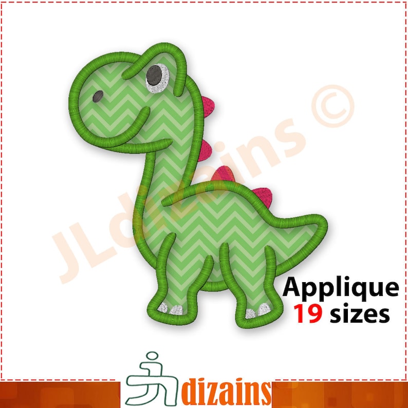 Dinosaur embroidery design. Machine embroidery design.