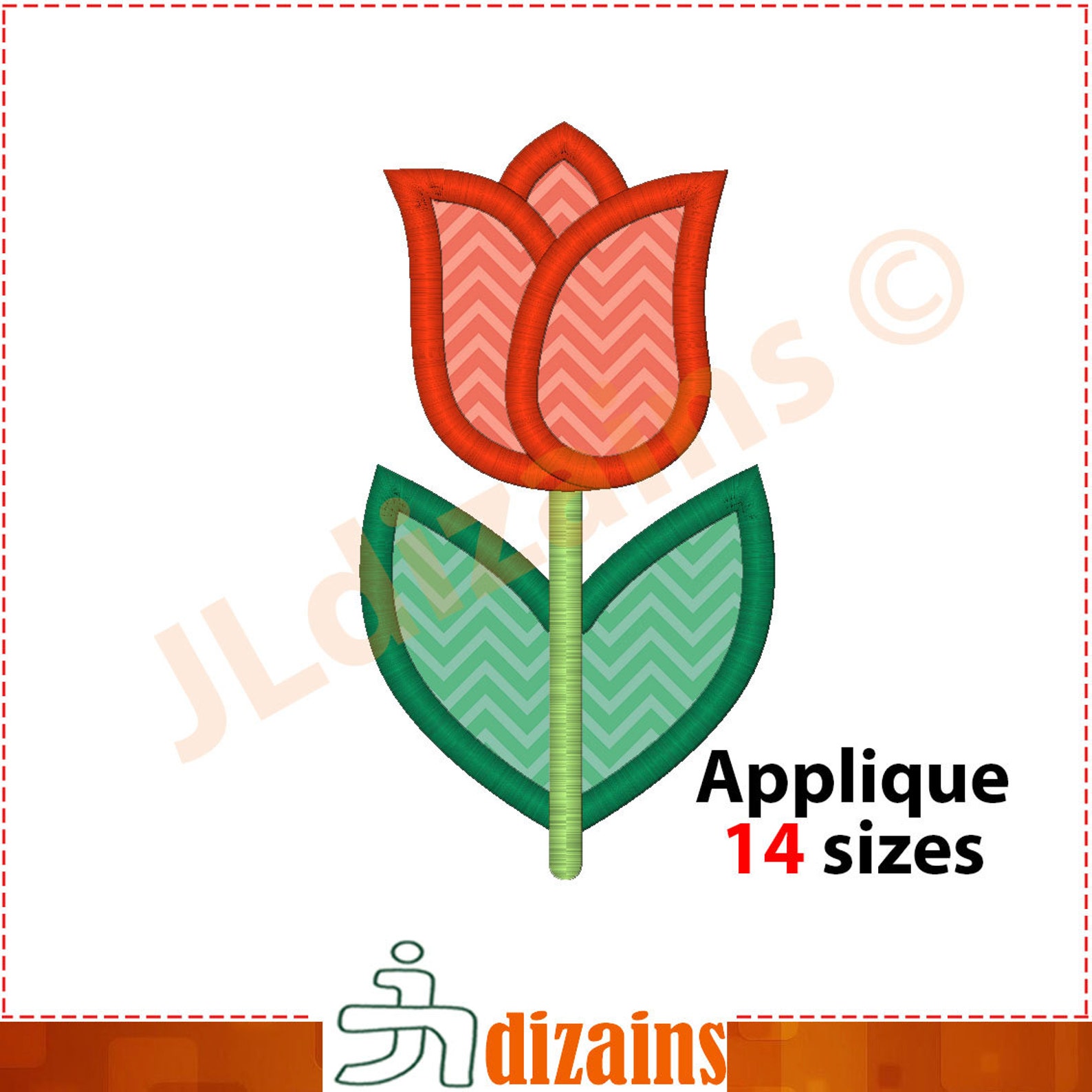 Tulip Applique Design. Tulip Embroidery Design. Embroidery Etsy