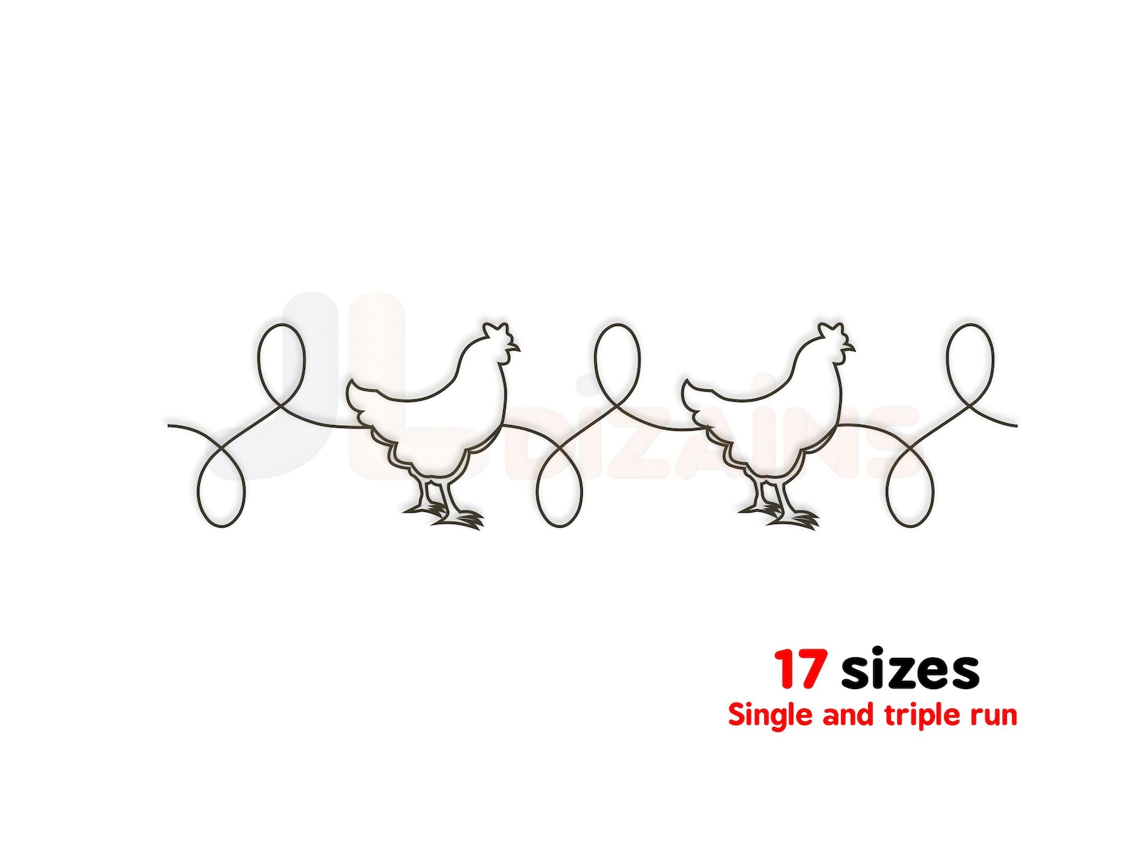 Chickens and Rooster Quilting Embroidery Design. Farm Edge to Edge ...