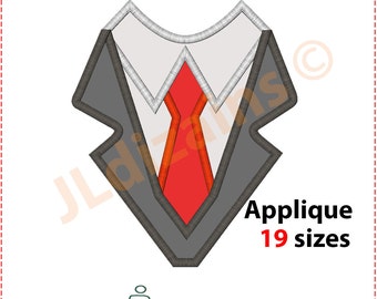 Tuxedo Applique Design. Tuxedo embroidery design. Tux applique. Tux embroidery. Suit applique. Suit embroidery. Machine embroidery design