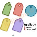 Price Tag Applique Embroidery Design set. Gift tags machine embroidery designs. 5 tags set. Circle and rectangle tags with 21 sizes.