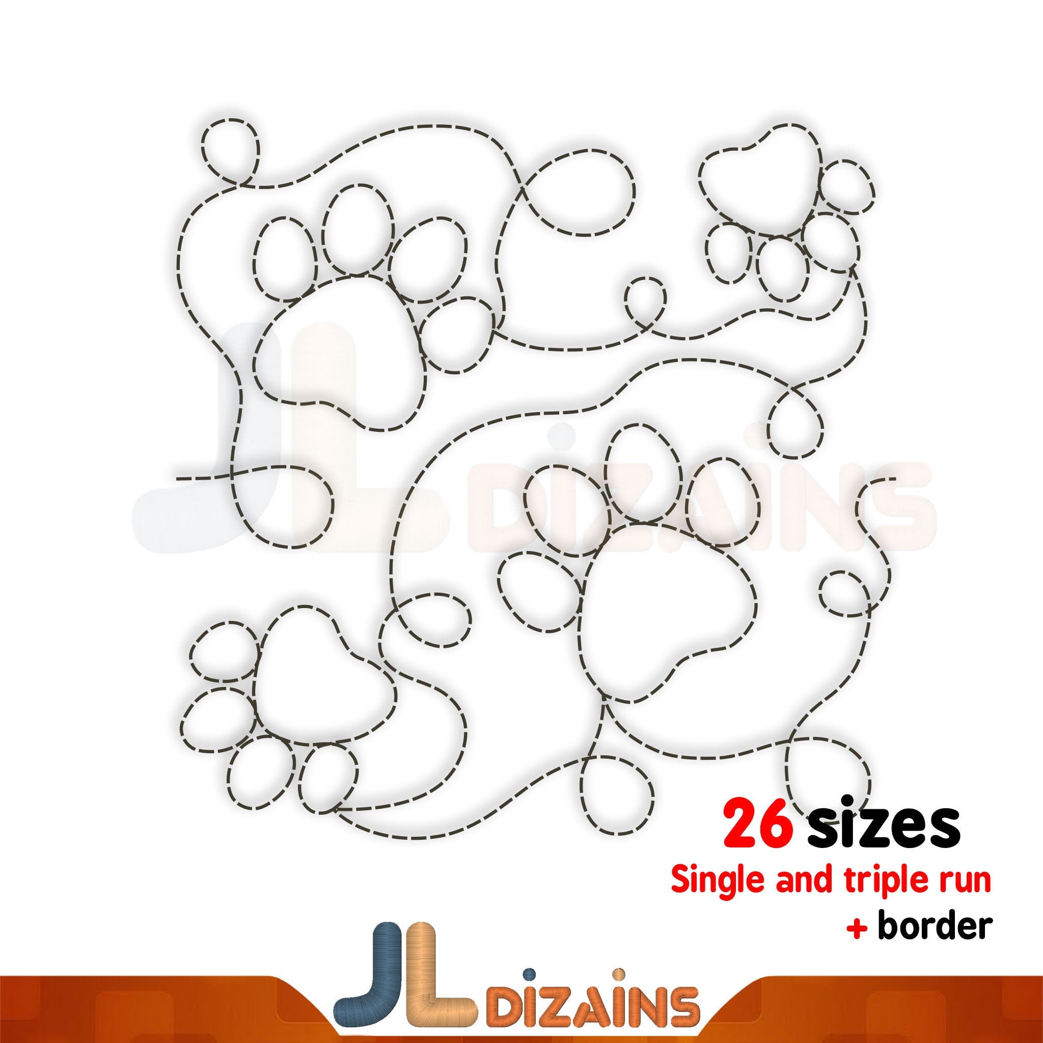 Paw quilting embroidery design. Paw print quilt block Etsy