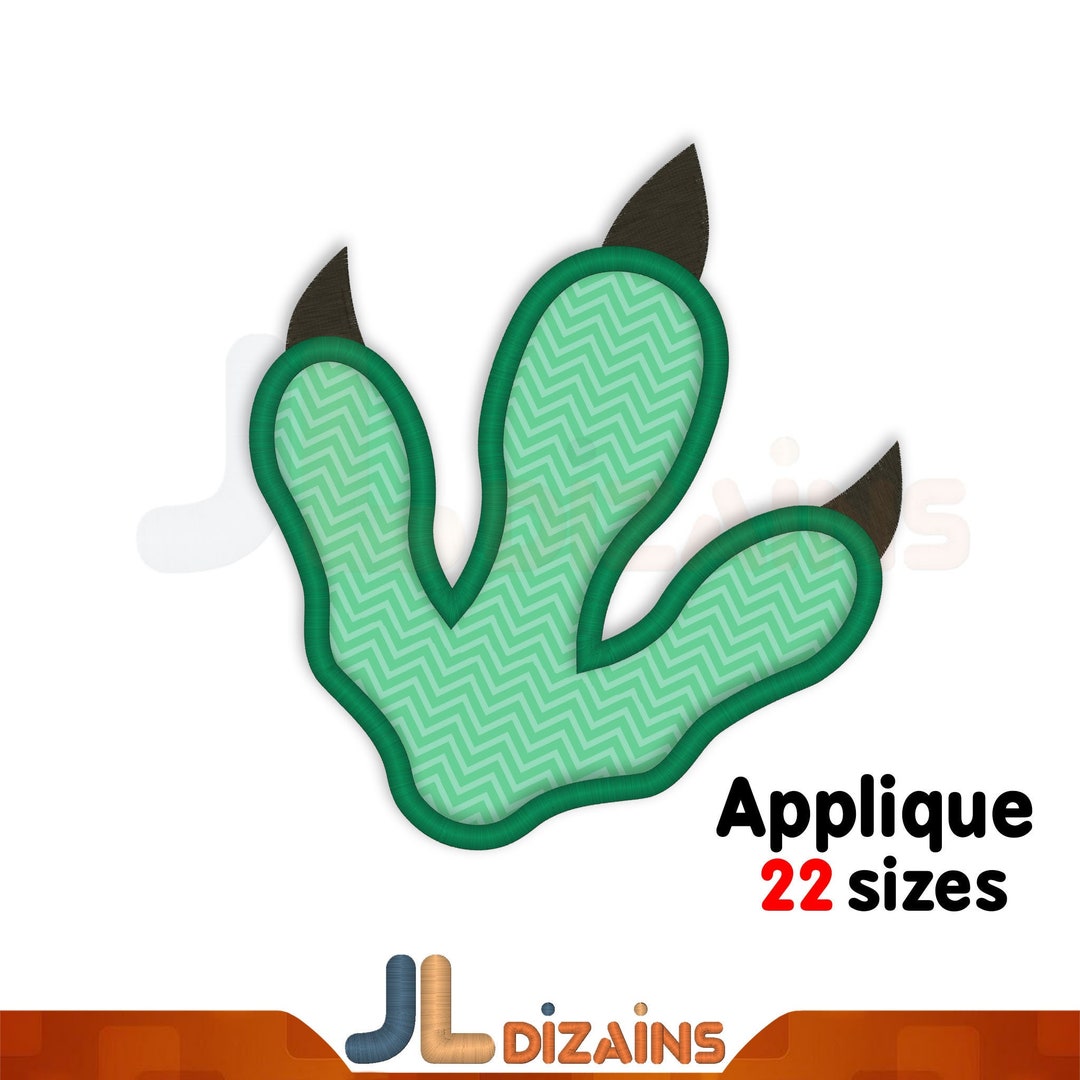 Dinosaur Footprint Applique Embroidery Design. Dinosaur Paw Print