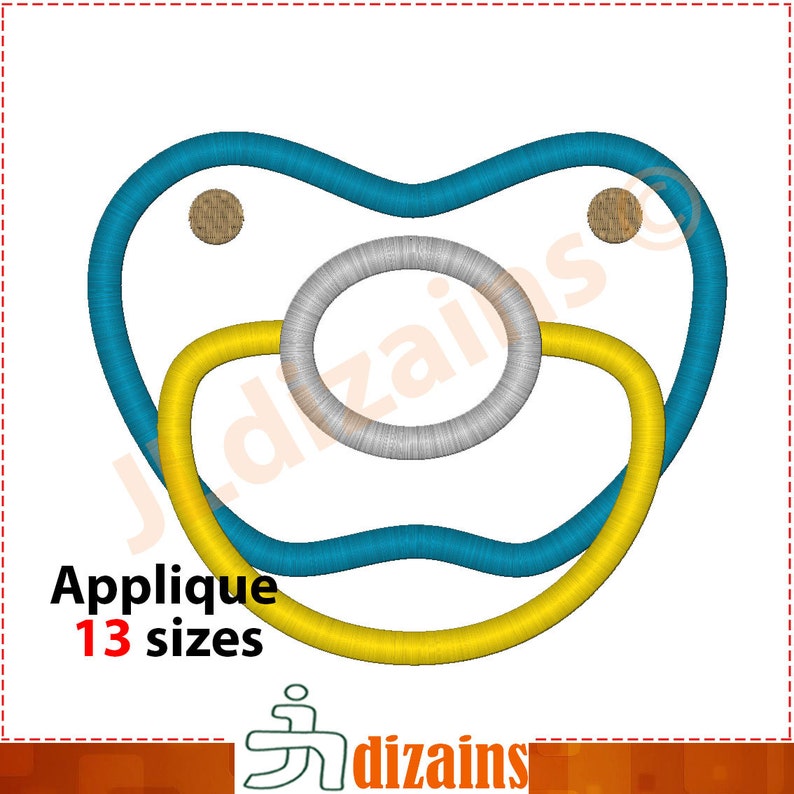 Pacifier Applique Design. Pacifier embroidery design. Soother embroidery. Soother applique. Embroidery pacifier. Machine embroidery design. image 2