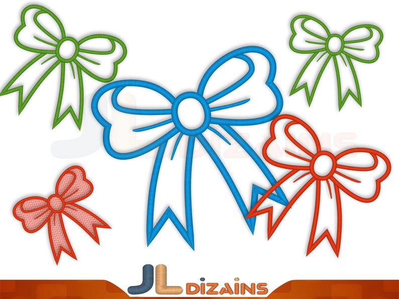 Bow applique embroidery design