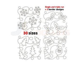 Christmas quilting embroidery designs bundle. Edge to edge quilt block designs. Machine embroidery design patterns. Instant download files.