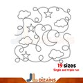 Night quilt block machine embroidery design. Moon quilt block. Stars quilt block embroidery. Continuous quilting machine embroidery design.