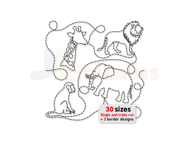 Zoo Safari Animals Edge to Edge Quilting Design: Jungle Animals ...