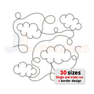 Cloud quilting embroidery design. Clouds edge to edge quilt block machine embroidery pattern. Sky quilting embroidery design.