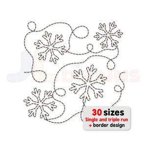 Projeto do bordado da máquina do bloco do quilt do floco de neve. Bordado de bloco de colcha de Natal. Projeto de bordado de máquina