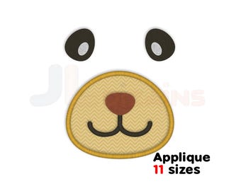 Bear face embroidery design. Teddy bear doll face applique embroidery design with 11 sizes starting from 2 to 7 inches. Instant download.