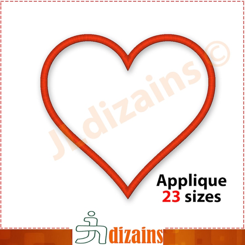 Heart applique embroidery design