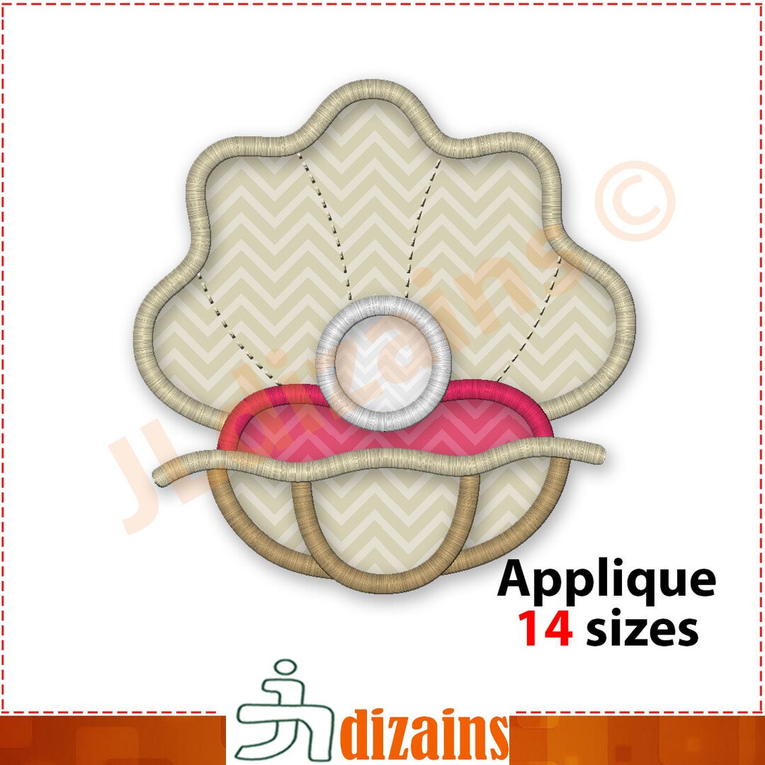 Oyster Applique Design. Oyster Embroidery Design. Clam Embroidery. Clam ...