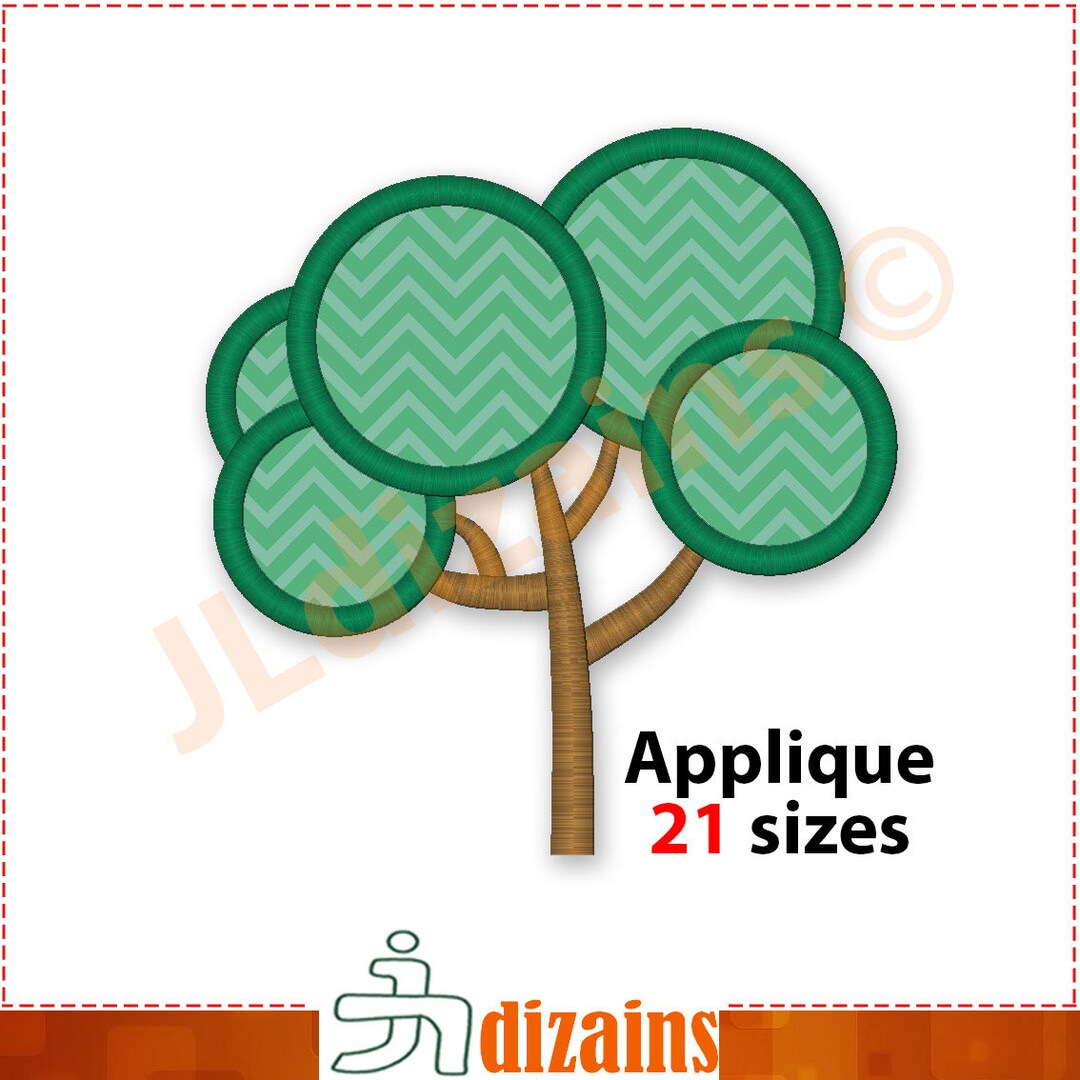 Tree Applique Embroidery Design. Nature Forest Machine Embroidery ...