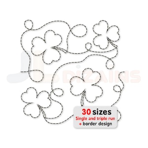 Shamrock Edge to Edge Quilting Design: Lucky Three Leaf Clover Continuous Line - Longarm Pantograph & E2E Machine Embroidery Pattern