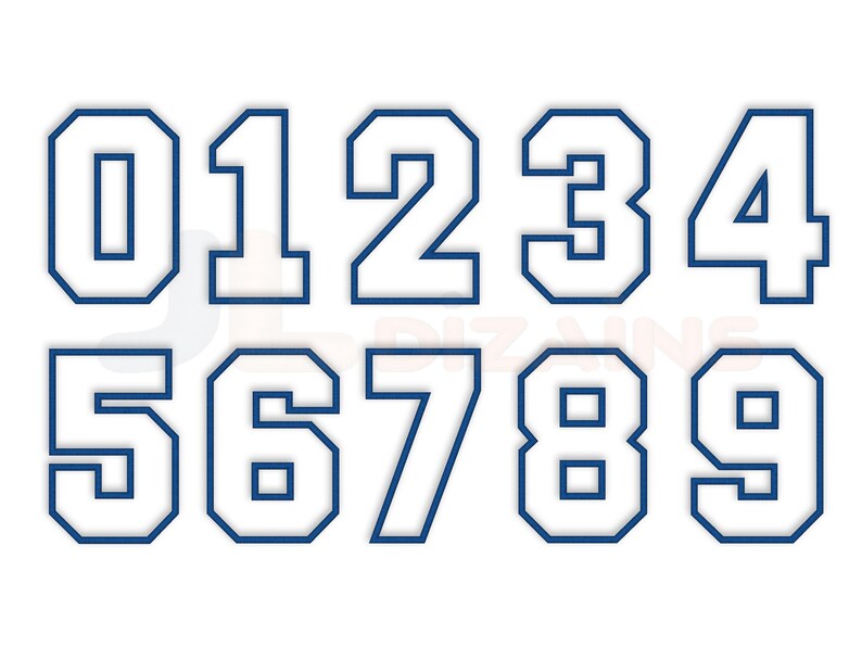 College sport numbers applique embroidery design set